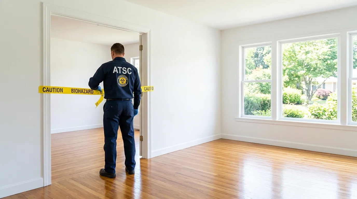 Certified biohazard cleanup crew performing Trauma Scene Cleanup in Lancaster